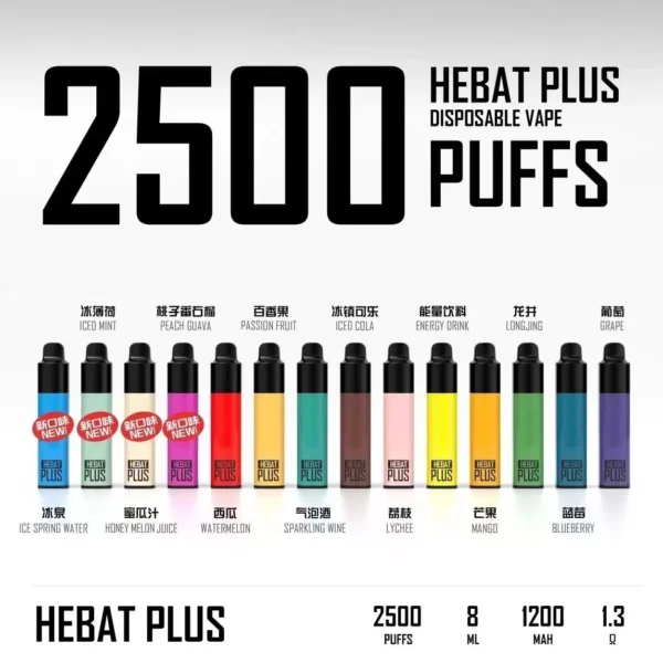 喜貝抛棄式電子煙/Hebat一次性電子煙/PLUS大容量2500口/台灣電子煙批發