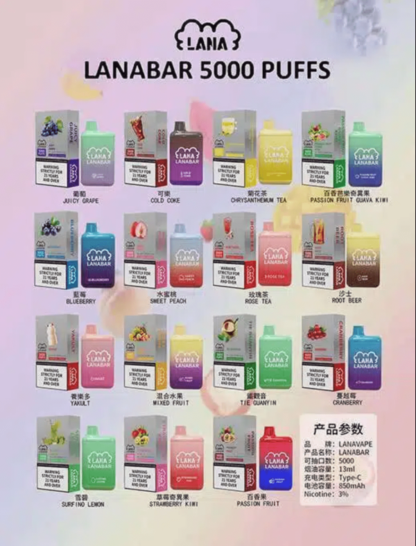 LANA拋棄式5000口電子煙/一次性電子煙/可充電/台灣現貨 24h出貨